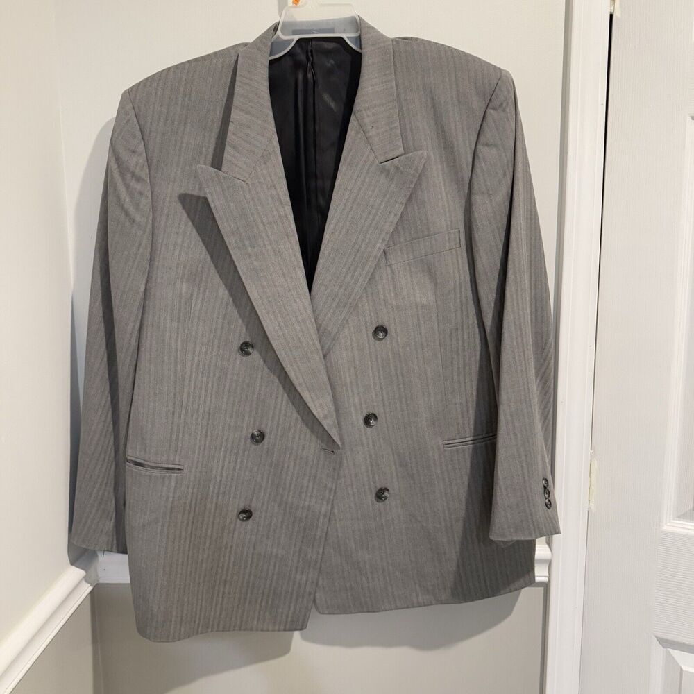 Vintage LeBaron Gray Clothes Mens Suit Jacket Blazer 46R 537253 RODNEY M. GEORGE